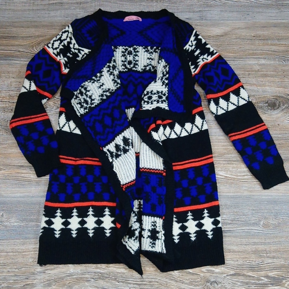 Boutique Boho Knit Long Open Ruffle Tiered Front Cardigan Sweater Top